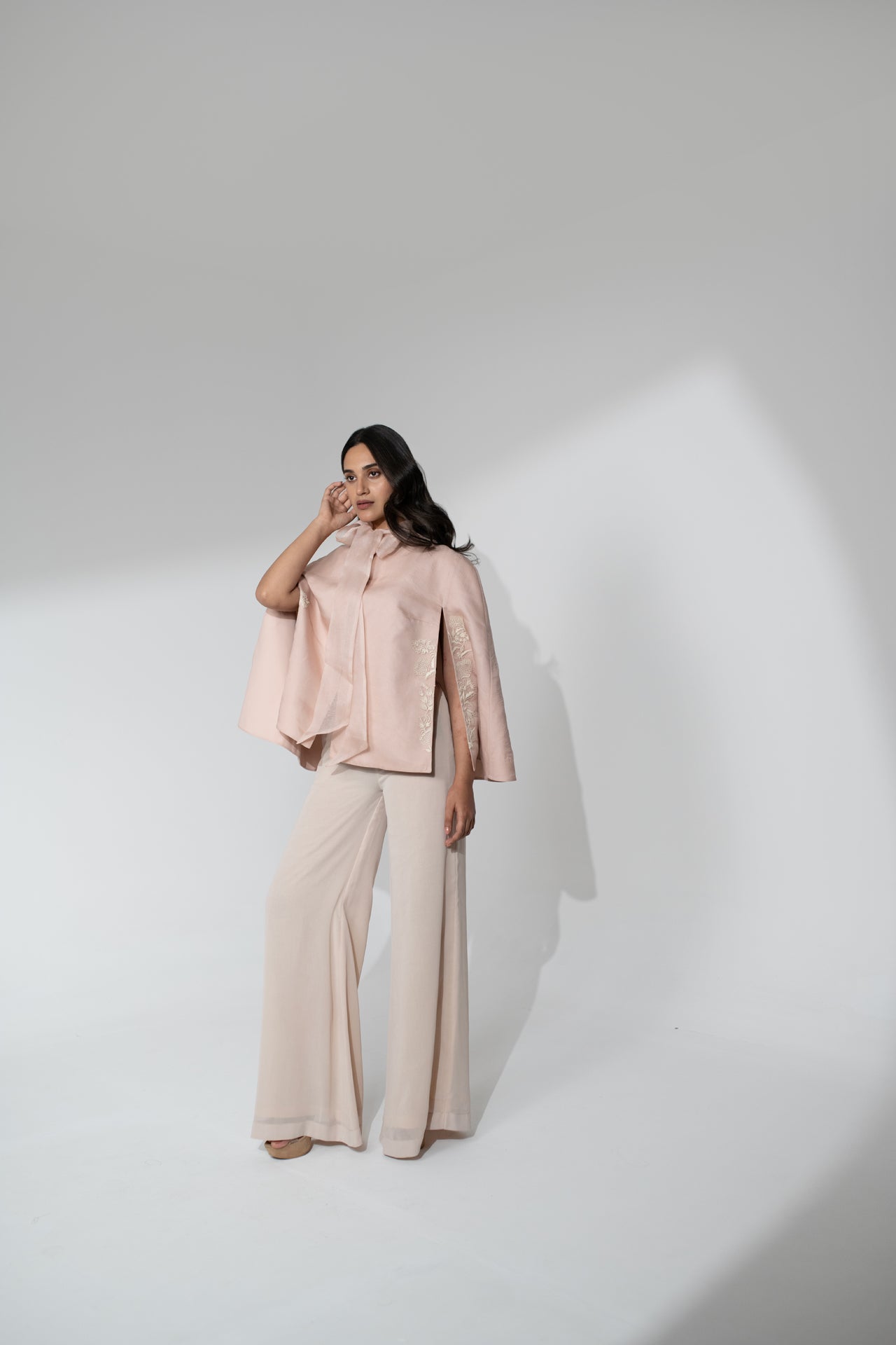Thread Work Organza Cape with Georgette Pants