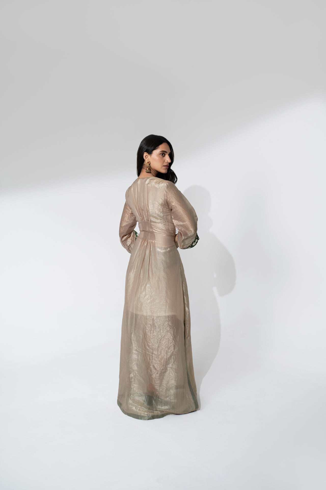 Tissue Kaftan Dress with Elegant Dori Work