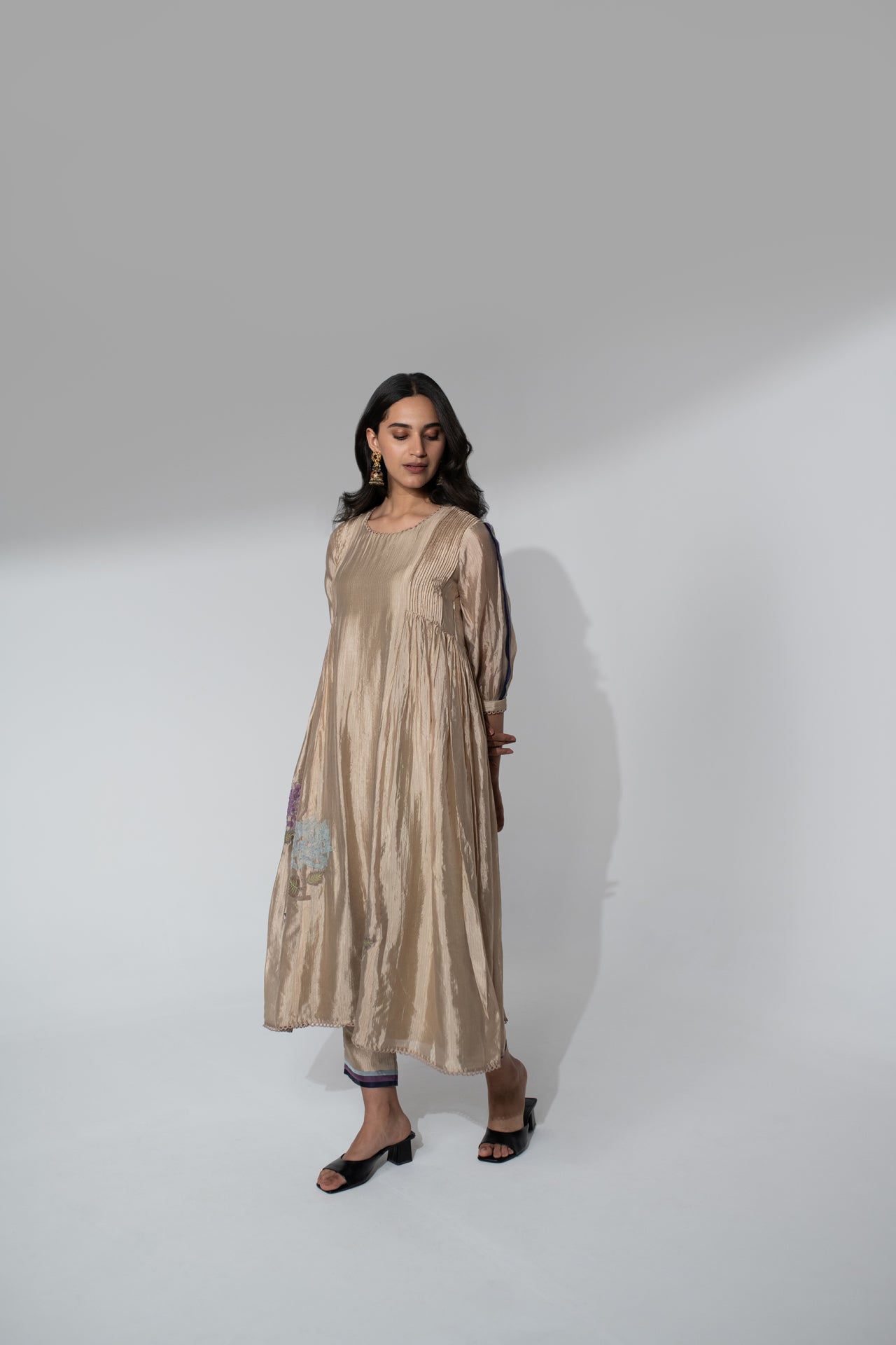 Suit with Applique Work & Organza Dupatta