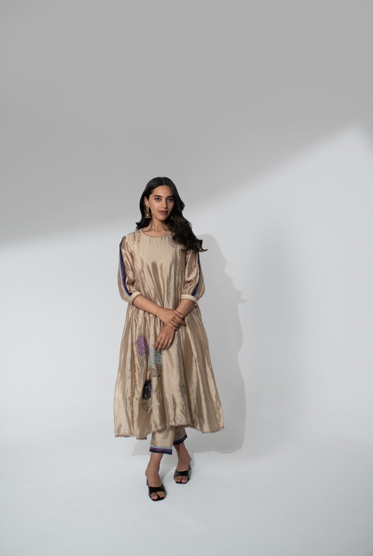 Suit with Applique Work & Organza Dupatta