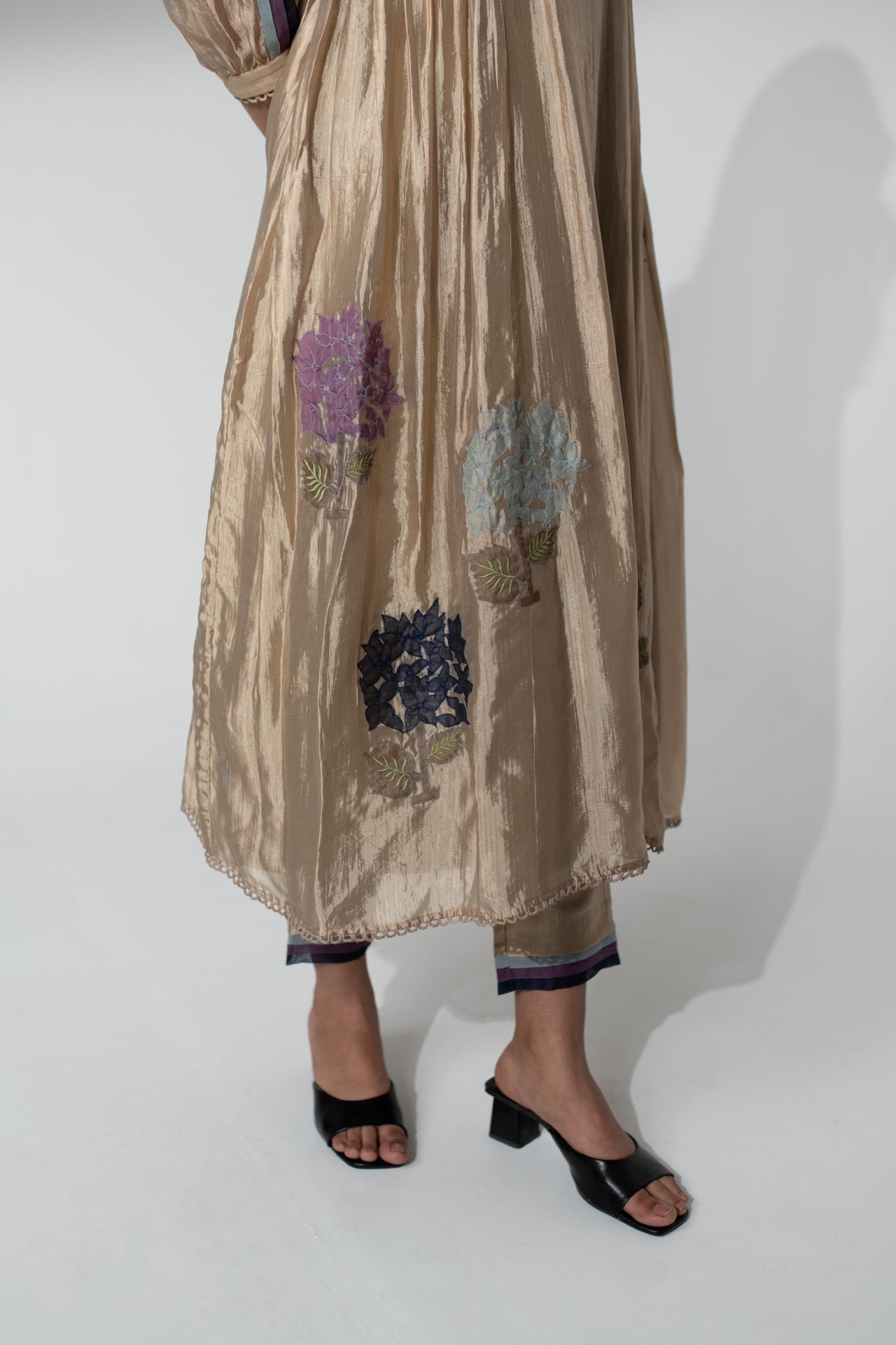 Suit with Applique Work & Organza Dupatta