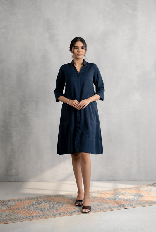 Midnight Navy Everyday Shirt Dress