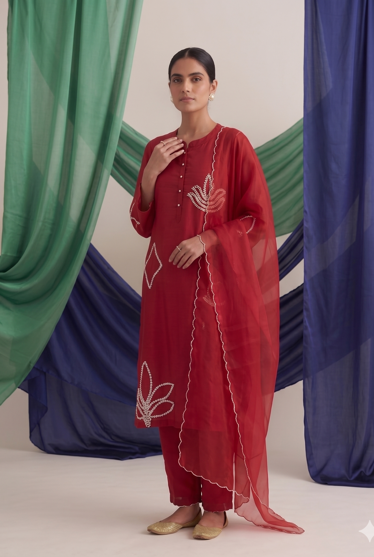 Gulnaar Pearl Embroidered Kurta Set