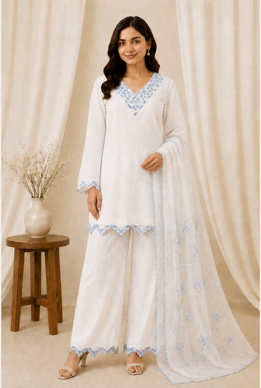 Blue Blossom Handcrafted Suit Set