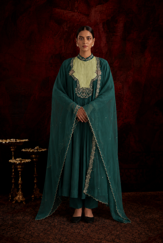 Emerald Noor Muslin Silk Suit Set
