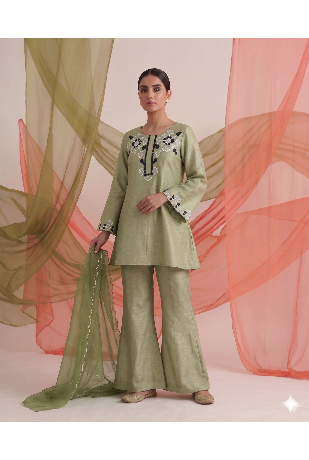 Sage Bloom Silk Co-ord Set